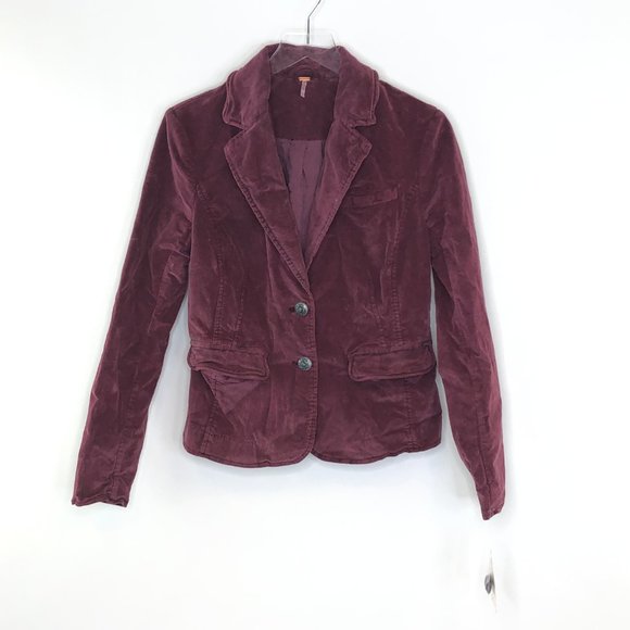 NWT FREE PEOPLE Byron Blazer in Mulberry #AQ20 - Picture 2 of 8